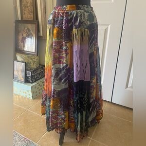 ANU by Natural | Maxi Skirt. Size Large. Bohemian. Crinkle. Lined. Elastic waist